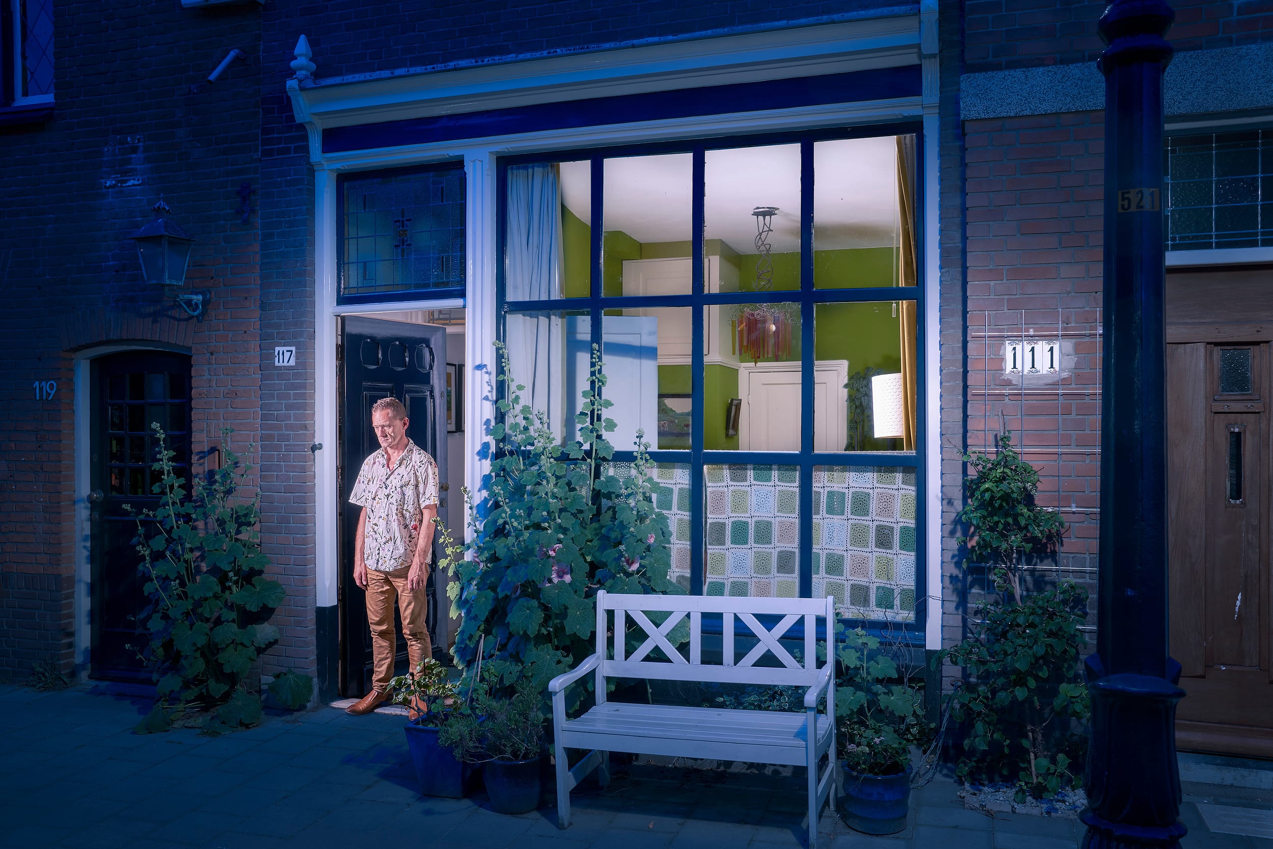 Remco standing in the doorway of his home during lockdown